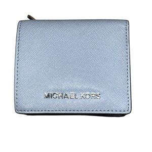 Michael Kors Light Blue Saffiano Leather Snap Wallet Card Holder